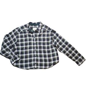 American Eagle Multicolor Plaid Flannel Cropped Shirt Size M